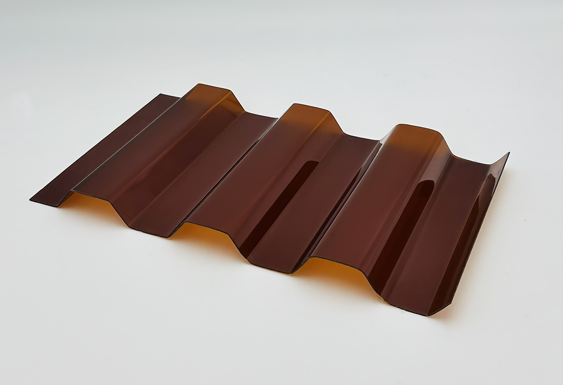 Профилированный поликарбонат МП/С-21 янтарный 1,3мм 1051х3000 мм